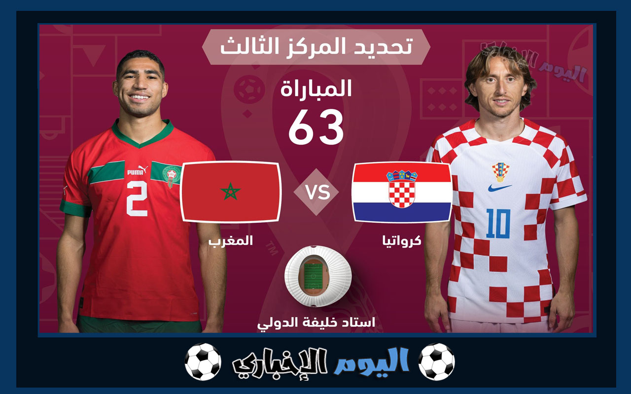 القنوات الناقلة لمباراة المغرب وكرواتيا اليوم في لقاء تحديد المركز الثالث بكأس العالم قطر 2022 المفتوحة